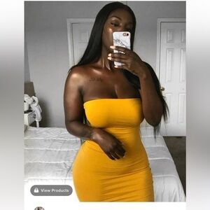 Fashion Nova Rhianna Tube Mustard Dress. Size. M